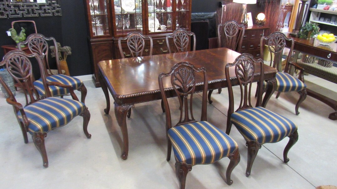 Drexel Mahogany Dining Room Table Chairs Dining Set Eight Etsy