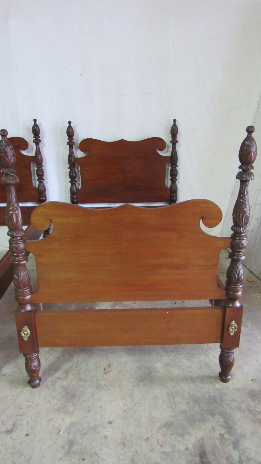 Antique Pair Twin Beds Carved Mahogany Amazing Etsy