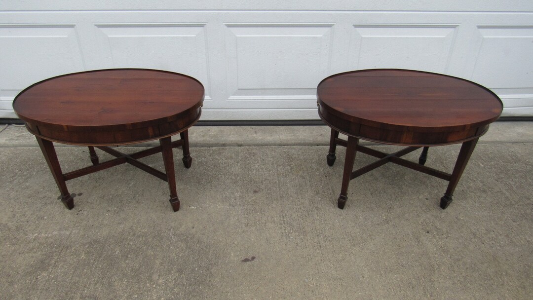 Hekman Pair Yew Lamp Tables Designer Beautiful Etsy