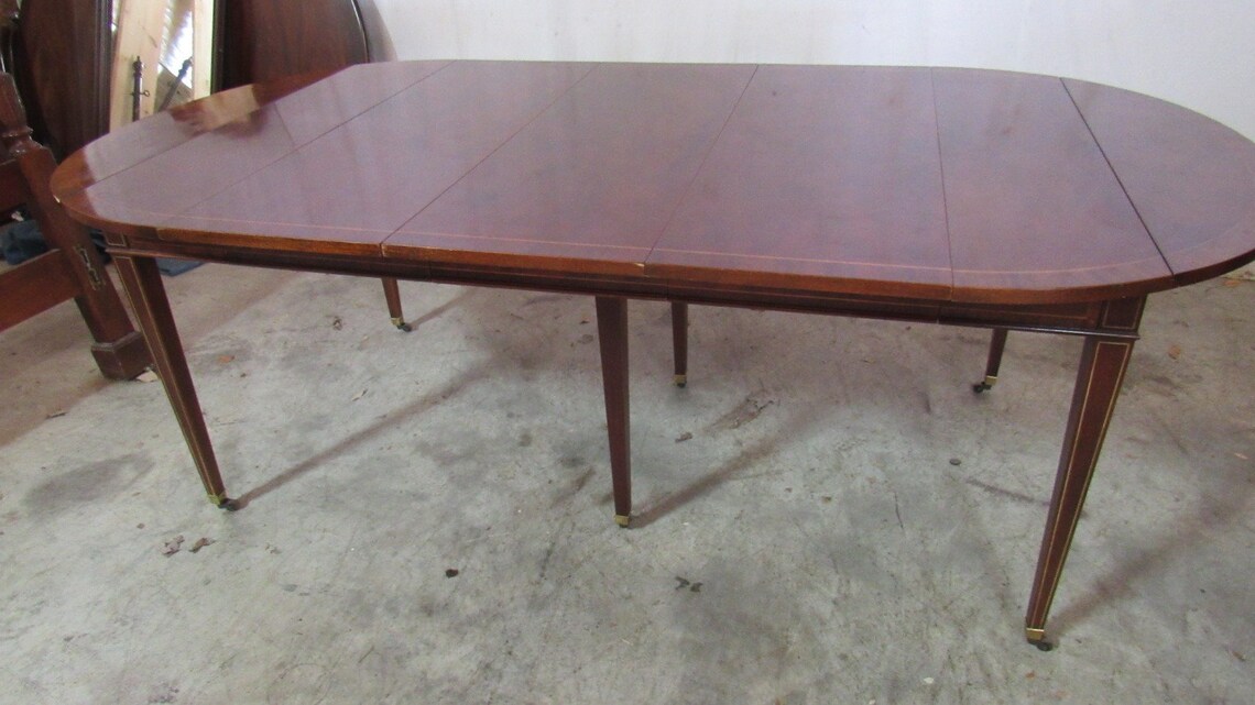 Baker Furniture Federal DropLeaf Table Mahogany Inlaid Dining Etsy