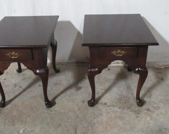 Pair Statton End Side Tables Cherry Designer