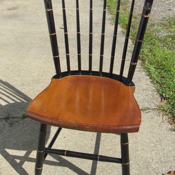 Signed Hitchcock Farmhouse Chair Black Designer