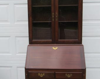 Ethan Allen Cherry Georgian Court Secretary Bookcase Desk