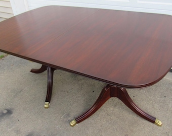 Mahogany Dining Room Table Solid Henkel Harris Claw Foot 3 Leaves