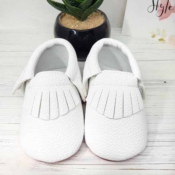 baby boy white moccasins