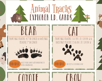 Science Animal Tracks ID Printable - Flash Cards for Learning, Scavenger Hunt, and Nature School INSTANT DOWNLOAD