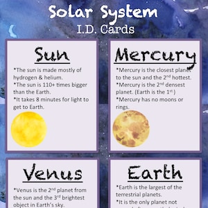 印刷可能な太陽系 ID フラッシュ カードの即時ダウンロード - 教育科学操作