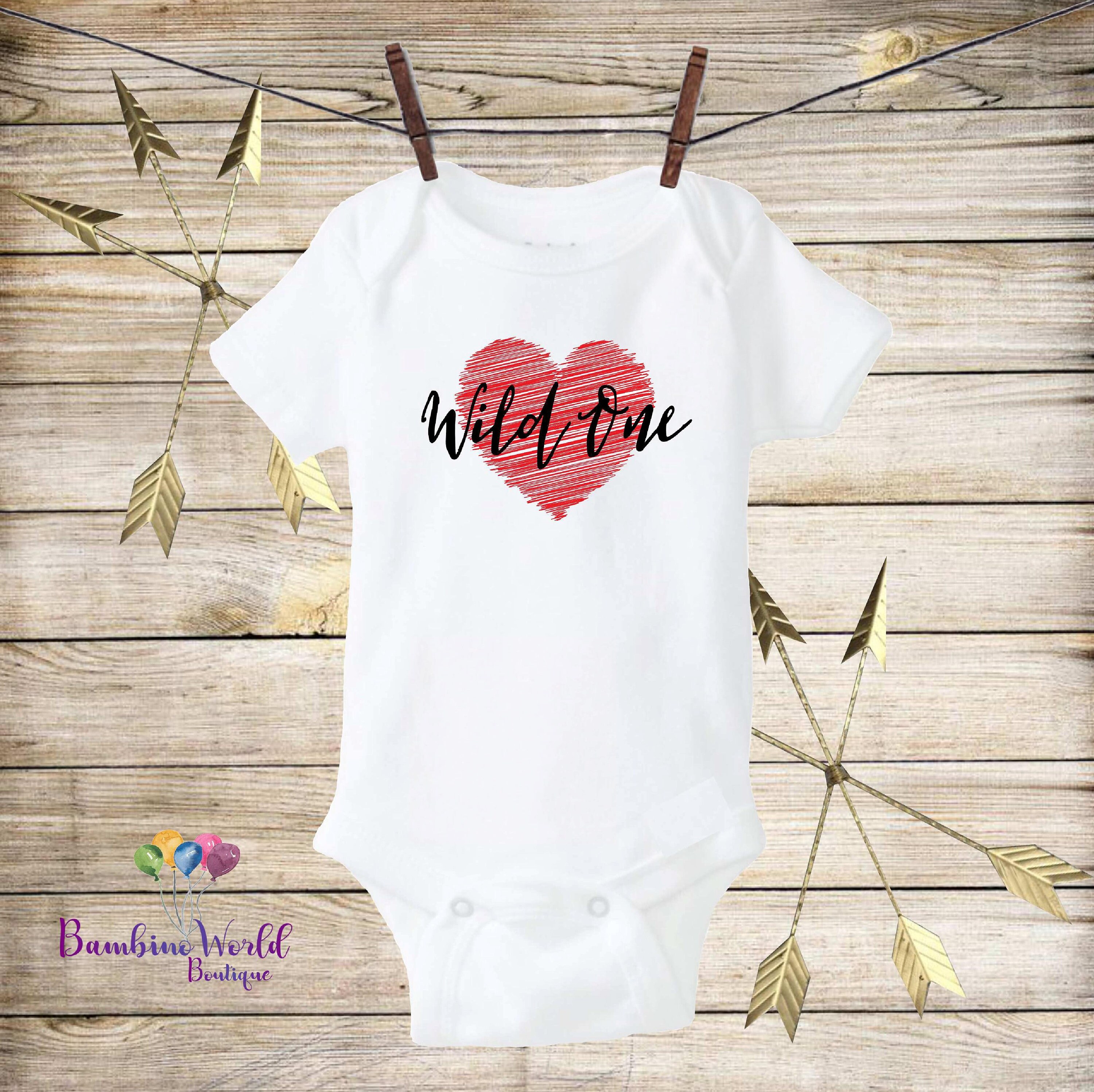 Wild One Onesie Wild One Birthday Outfit Heart Onesie Etsy