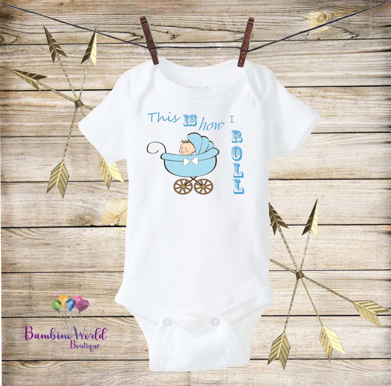 Unique Baby Onesie\u00ae This Is How I Roll Blue Stroller Onesie\u00ae Cute Onesie\u00ae Boho Baby Onesie\u00ae Cute Baby Bodysuit Coming home outfit Boy