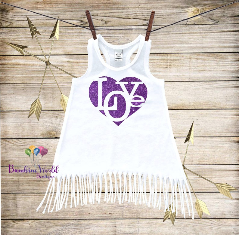 Girl Outfit,Glitter Dress Toddler Personalized Bohemian Dress Love Purple Glitter Fringe Dress,Flowers Boho Girls Clothes