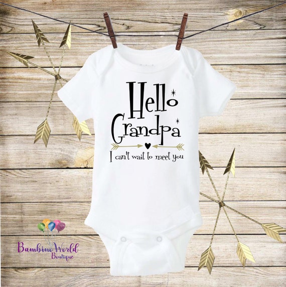Pregnancy Announcement Onesie\u00ae Unisex Kids/' Clothing Bodysuit Grandpa to Be New Grandparent Hello Grandpa Baby Reveal Coming 2019
