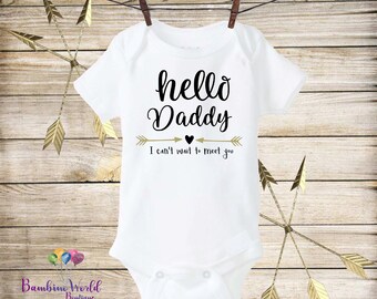 Hello Daddy Onesie®, Pregnancy Reveal to Husband, Pregnancy Announcement to Husband, Pregnancy Announcement Onesie, I Can't Wait To Meet You