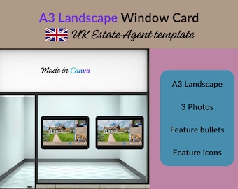 Carte fenêtre A3 pour agents immobiliers britanniques | Modèle de toile