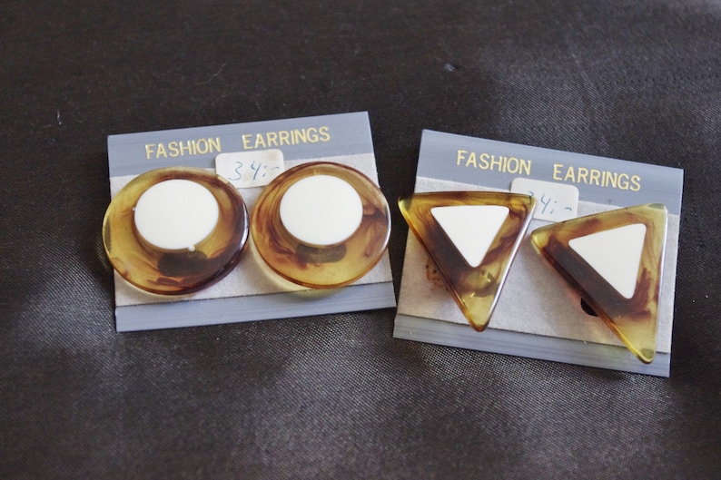 Two pairs of vintage celluloid earrings