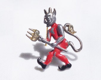 Handsome vintage little devil with rhinestones, OBS see more info under description