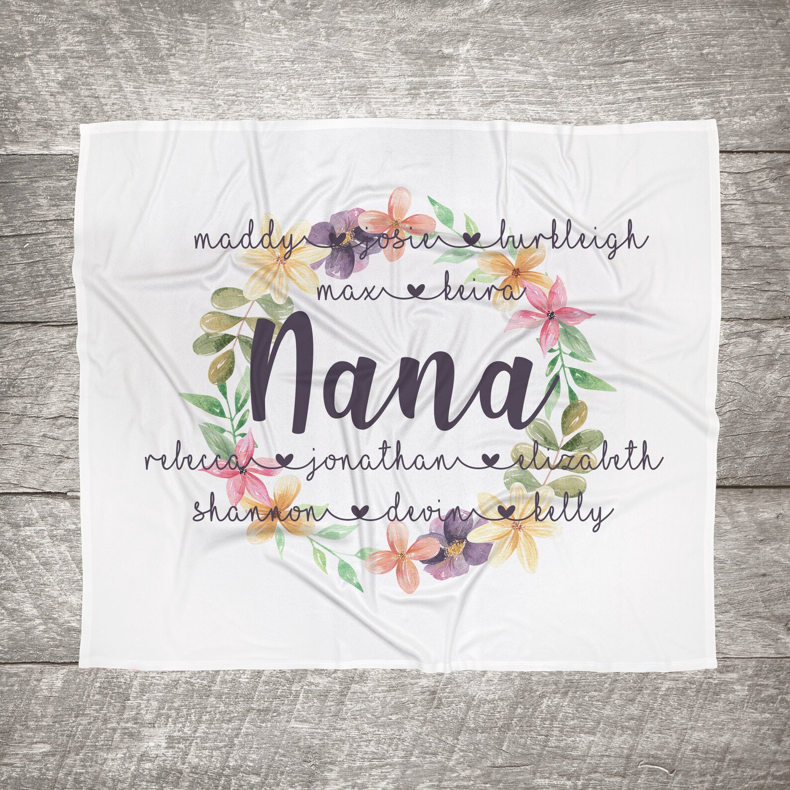 Customized Mom Nana Grandma Kids Names Blanket Floral Etsy