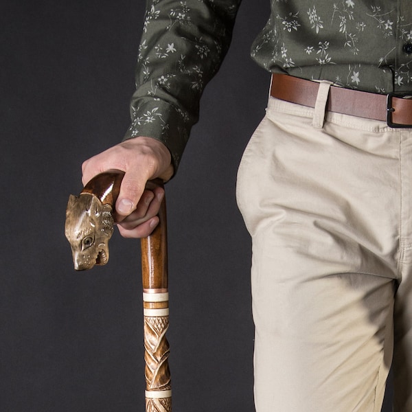 Bastone da passeggio intagliato a mano/bastone da passeggio in legno