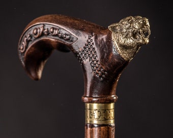 VIP Panther Walking Stick Walking cane Wood Cane Hand Carved Hiking Stick Wooden walking sticks WOOD