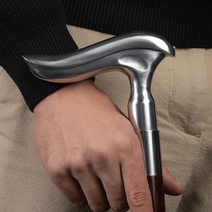 Art Deco Silver Handle Walking Cane with Malacca Shaft – Elegant Handcrafted Unisex Stick