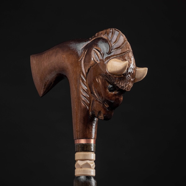 Bull Walking Cane pour hommes, Fancy Canes Hand carved Stick et Cane Fashionable