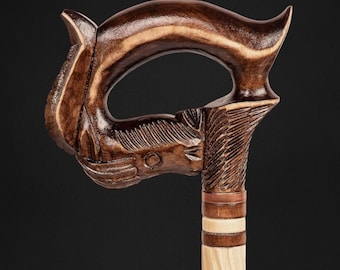 Luxury Walking Cane for Men Hand Carved Horse Unique Handle