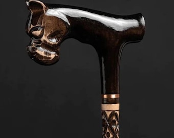 Black Bulldog Walking Cane Unique Cane Handles Stylish Handmade