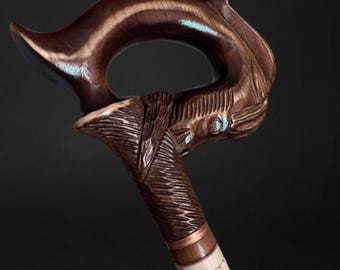 Luxury Walking Cane for Men Hand Carved Horse Unique Handle