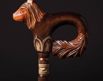 Fox Head Walking Stick, Exquisitely Crafted Animal Head Walking Cane