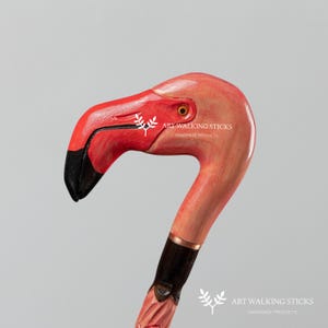 Wood Carved Walking Sticks For Women, Flamingo Walking Cane Valentine&#39;s Day Gifts