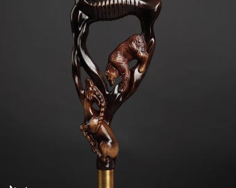 BEST Walking Stick Walking cane Wood Cane Hand Carved Hiking Stick Wooden walking sticks WOOD
