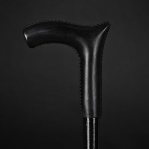 Black Color Walking Stick Leather Handle, Rocker Style Cane, Elegant walking sticks for men and women, Classic Canes