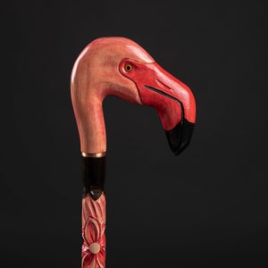Wood Carved Walking Sticks For Women, Flamingo Walking Cane Valentine's Day Gifts