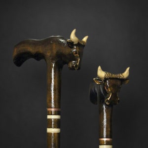 Walking canes for men Walking Stick Bull 31-42 inches Walking cane Wood Cane Hand Carved  Tree WOOD