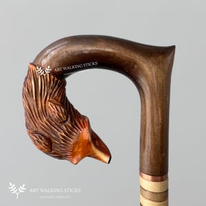 Red Fox Walking Stick Pretty Fashionable - 36 Inch, Cane Hand Stylish Handle Carved Wooden walking sticks Folk Art