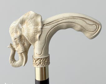 White Elephant Cane Luxury Handcrafted Wooden Walking Stick