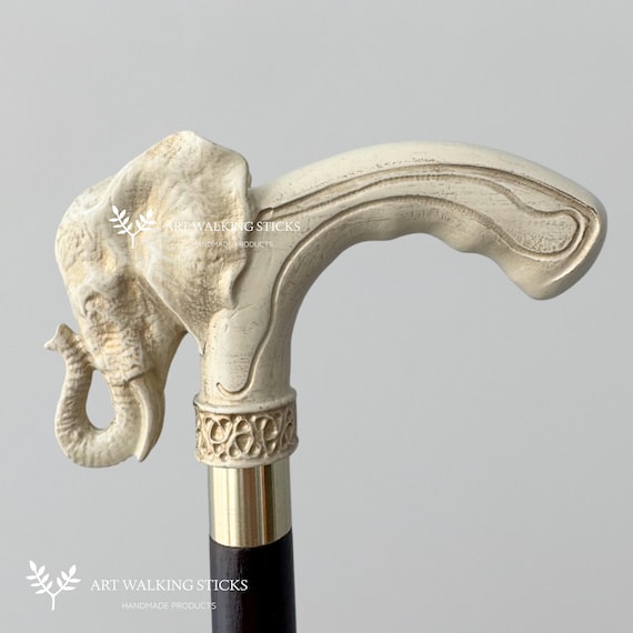 White Elephant Cane Luxury Handcrafted Wooden Walking Stick