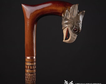 Handmade Eagle Walking Cane with Intricate Carvings - Unique Artisan Piece