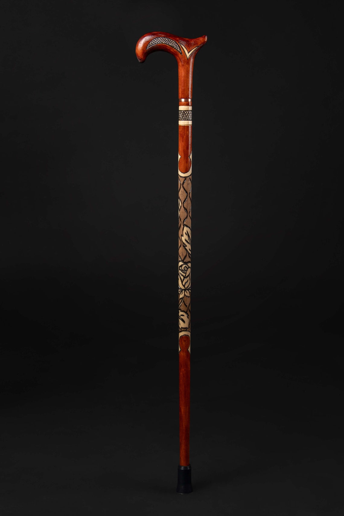 Designer Walking Cane for Ladies Rose Flower Wooden Walking Etsy