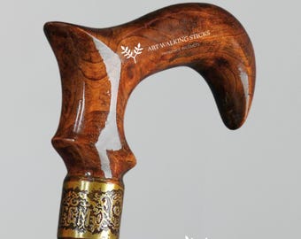 Antique Style Walking Cane for Men, Wooden Comfortable Handle Walking Stick