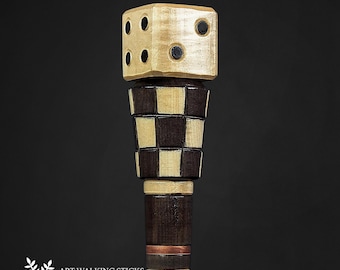 Antique Casino Cube Gamblers Walking Cane with Dice in the Handle