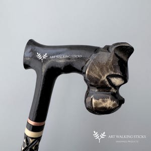Black Bulldog Walking Cane Unique Cane Handles Stylish Handmade