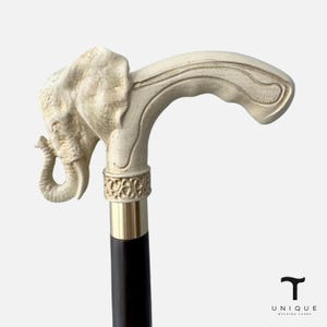 White Elephant Cane Luxury Handcrafted Wooden Walking Stick for Men Vintage style
