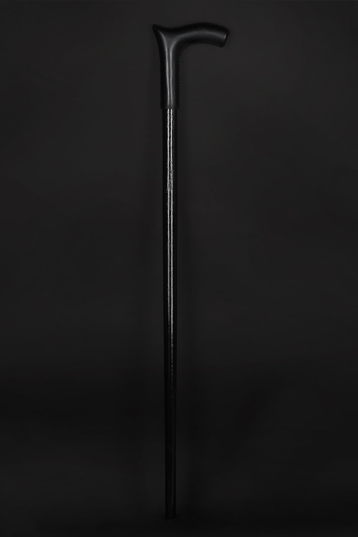 Black Color Walking Stick Leather Handle Rocker Style Cane Etsy