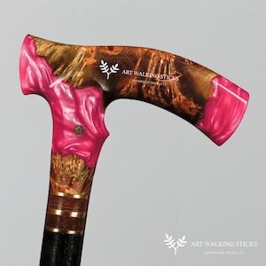 Pink Walking Stick, Wood ART Walking Sticks for Young People, Fashion cane Fashionable Stick - Luxury walking cane for men, women