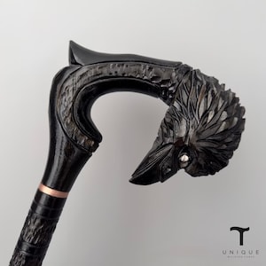Modern Crazy Wooden Raven Walking Cane with Crow Design for Men and Women Walking Stick