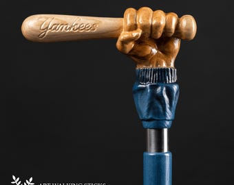 Bastón de béisbol de los Yankees de Nueva York, bastón deportivo único, bastones artesanales originales para hombre.