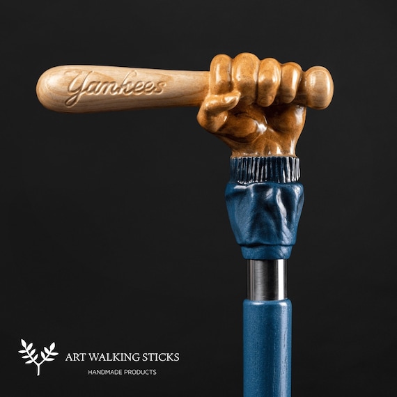 Baseball Bat Walking Cane New York Yankees, Unique Sport Walking Stick, Original Handcrafted Canes for Men
