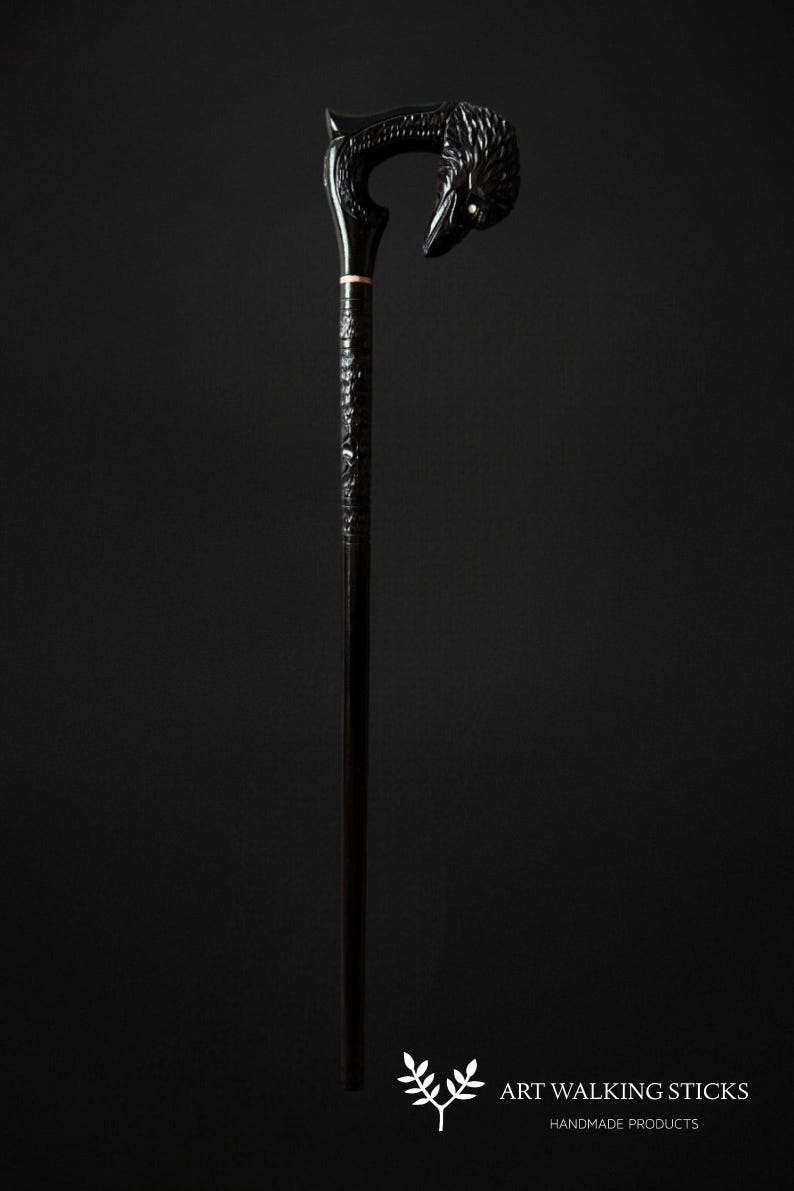 Modern Crazy Wooden Raven Walking Rod med kråkdesign för män och kvinnor bild 3