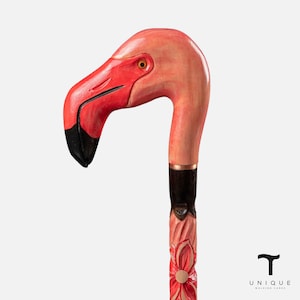 Wood Carved Walking Sticks For Women, Flamingo Walking Cane Valentine's Day Gifts