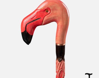 Wood Carved Walking Sticks For Women, Flamingo Walking Cane Valentine's Day Gifts